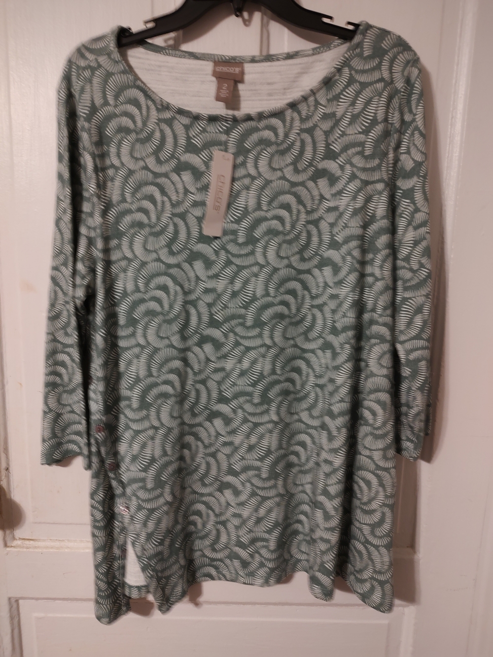 Cuddl Duds Green Swirl Print Long Sleeve Dress